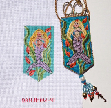 click here to view larger image of Mazzys Mermaid Necklace Scissor Case  (hand painted canvases)