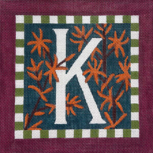 click here to view larger image of Floral Letter K (hand painted canvases)
