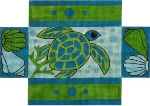 click here to view larger image of Blue/Lime Sea Turtle Brick Cover (hand painted canvases)