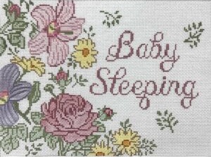 click here to view larger image of Baby Sleeping Floral Birth Announcement  (hand painted canvases)
