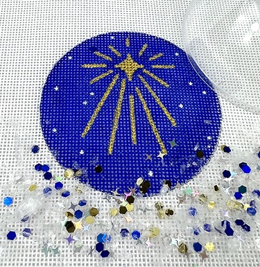 click here to view larger image of Star of Bethlehem Ornament w/Clear Dome and Confetti (hand painted canvases 2)