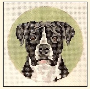 click here to view larger image of Black and White Boxer Ornament  - 18M (hand painted canvases)