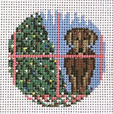 click here to view larger image of Chocolate Labs Ornament - 13M (hand painted canvases)