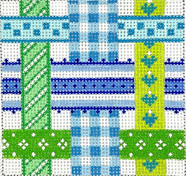 click here to view larger image of Woven Ribbons – Blues/Greens (hand painted canvases 2)