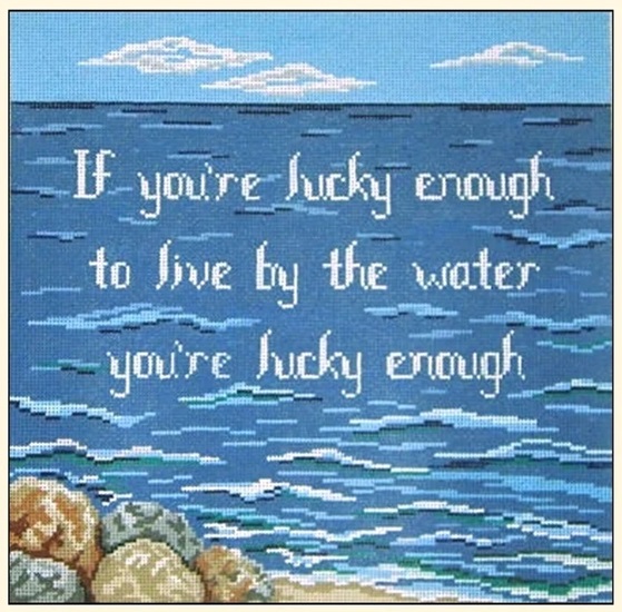 click here to view larger image of Lucky Living by the Water (hand painted canvases)