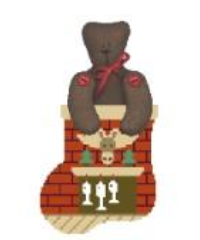 click here to view larger image of Fireplace w/Bear Mini Sock (hand painted canvases)