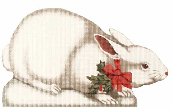 click here to view larger image of White Christmas Bunny (hand painted canvases)