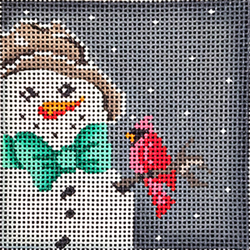 click here to view larger image of Snowman w/Cardinal (hand painted canvases)