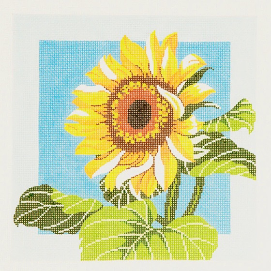 click here to view larger image of Sunflower on Blue (hand painted canvases)