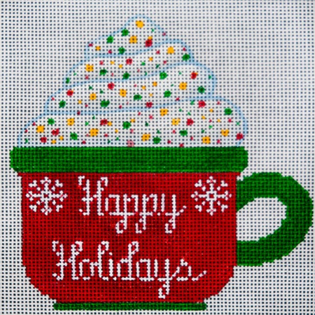 click here to view larger image of Happy Holidays Cup (hand painted canvases)