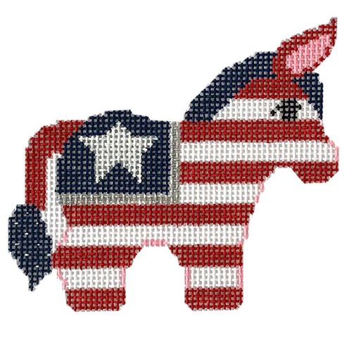 click here to view larger image of Patriotic Donkey w/SG (hand painted canvases)