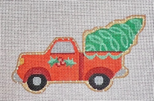 click here to view larger image of Christmas Cookie - Truck w/Tree (hand painted canvases)