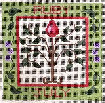 click here to view larger image of Birthstone Floral Square - July (hand painted canvases)