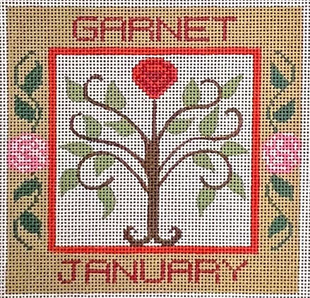 click here to view larger image of Birthstone Floral Square - January (hand painted canvases)