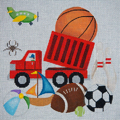 click here to view larger image of Dump Truck and Toys (hand painted canvases)