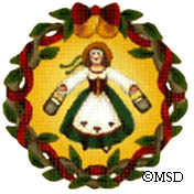 click here to view larger image of 12 Days of Christmas Ornament - Maids-a-Milking (hand painted canvases)