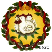 click here to view larger image of 12 Days of Christmas Ornament - French Hens (hand painted canvases)