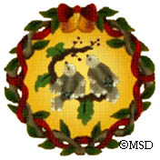 click here to view larger image of 12 Days of Christmas Ornament - Turtle Doves (hand painted canvases)