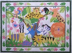 click here to view larger image of Friendly Beasts Rug (hand painted canvases)