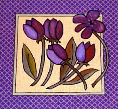 click here to view larger image of Purple Tulips Pillow (hand painted canvases)
