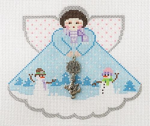 click here to view larger image of Snowball Fight Angel w/Charms (hand painted canvases)