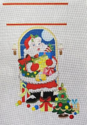 click here to view larger image of Santa Packages Stocking (hand painted canvases)