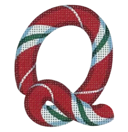 click here to view larger image of Candy Cane Letter - Q (printed canvas)