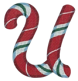 click here to view larger image of Candy Cane Letter - U (printed canvas)