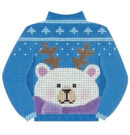 click here to view larger image of Polar Bear w/Antlers Sweater (hand painted canvases)