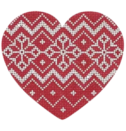 click here to view larger image of Nordic Snowflake Zigzag Band Heart (hand painted canvases)