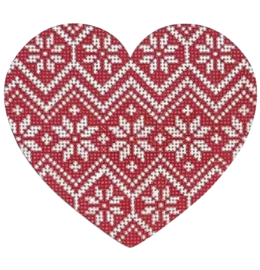click here to view larger image of Nordic Snowflake Zigzag Pattern Heart (hand painted canvases)