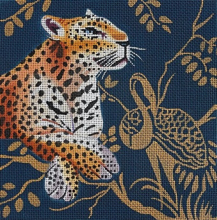 click here to view larger image of Leopard w/Golden Bird (hand painted canvases)