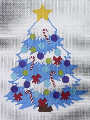 click here to view larger image of Funky Christmas Tree Blue (hand painted canvases)