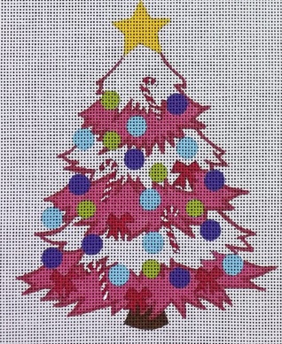 click here to view larger image of Funky Christmas Tree Pink (hand painted canvases)