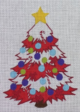 click here to view larger image of Funky Christmas Tree Red (hand painted canvases)