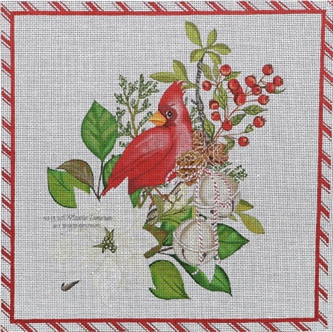 click here to view larger image of Silver Bells Cardinal (hand painted canvases)