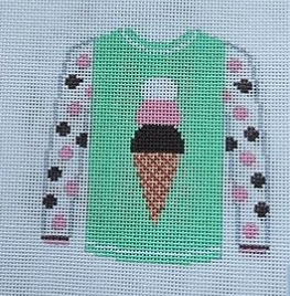 click here to view larger image of Sweater - Ice Cream Cone on Pistachio Green (hand painted canvases)