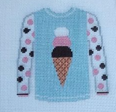 click here to view larger image of Sweater - Ice Cream Cone on Blueberry (hand painted canvases)