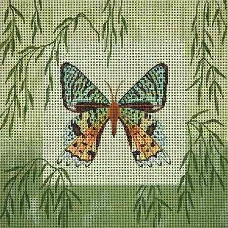 click here to view larger image of Green Moth and Bamboo (hand painted canvases)