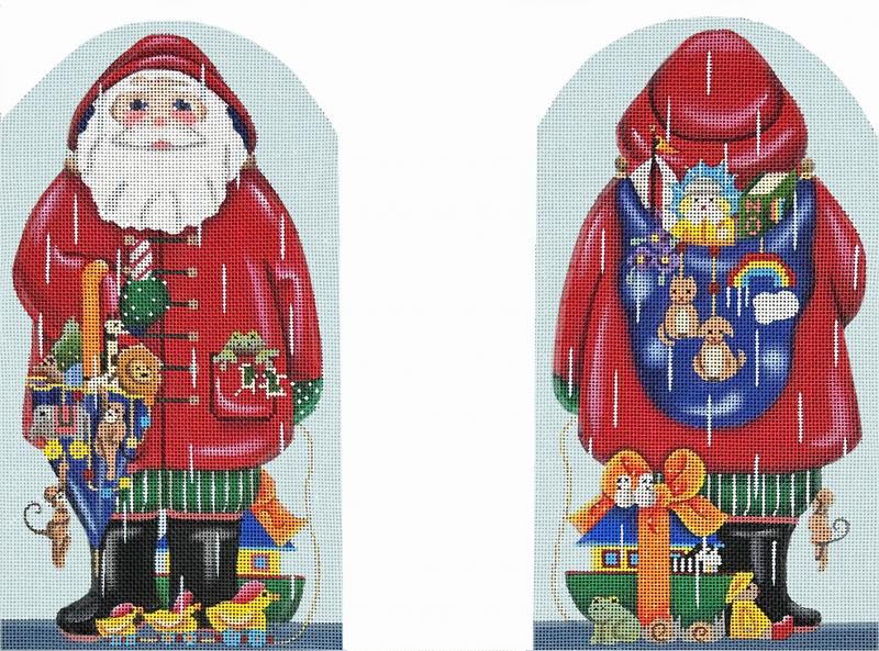 click here to view larger image of Rainy Day Santa 2-Sided Dome (hand painted canvases)