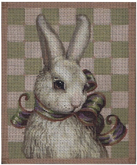 click here to view larger image of Green Ribbon Rabbit (hand painted canvases)