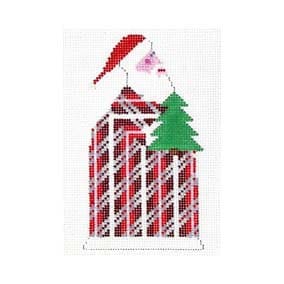 click here to view larger image of Ornament - Santa w/Tree (hand painted canvases)
