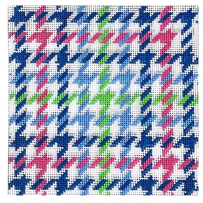 click here to view larger image of Navy/Pink Glen Plaid Square (hand painted canvases)