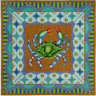 click here to view larger image of Blue Crab w/Border (hand painted canvases)