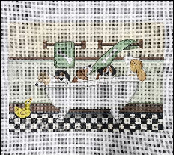 click here to view larger image of Beagles Fill Tub at Bath Time (hand painted canvases)