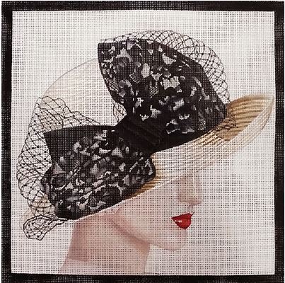click here to view larger image of Black Lace Hat (hand painted canvases)
