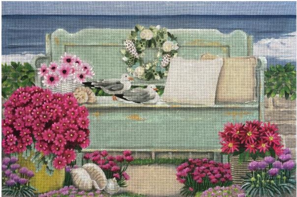 click here to view larger image of Seaside Bench (hand painted canvases)