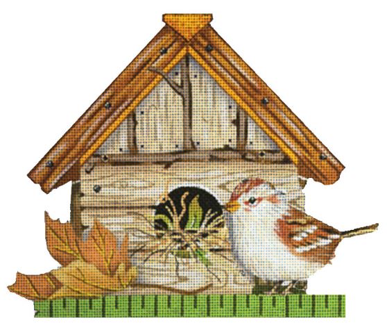 click here to view larger image of Bird House - Gold Leaf (hand painted canvases)