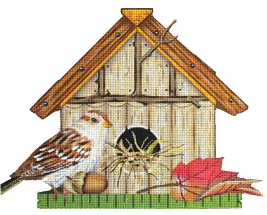 click here to view larger image of Bird House - Red Leaf (hand painted canvases)