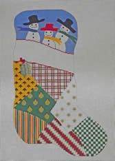 click here to view larger image of Snowmen Patchwork  (hand painted canvases)